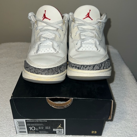 TD Jordan 3 Retro White/Cement Size 10c - Picture 3 of 7
